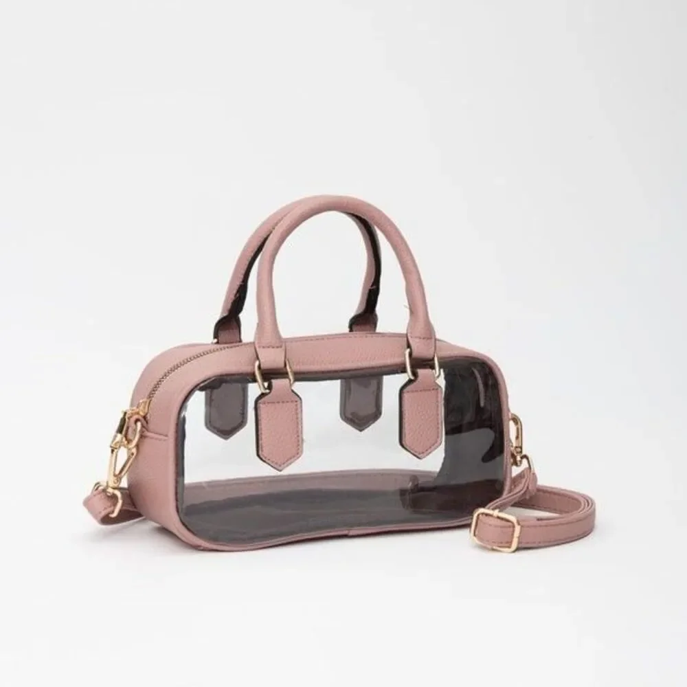 Womens Bag WHITE Transparent Crossbody Adjustable Strap Stadium Approved Concert